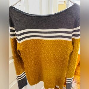 Stylish Gray and Mustard Sweater